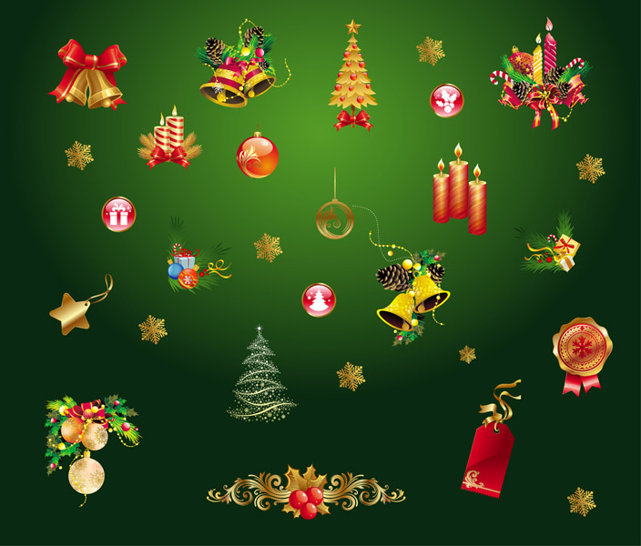 free vector Gold Christmas Decorative Elements Vector Gold Christmas